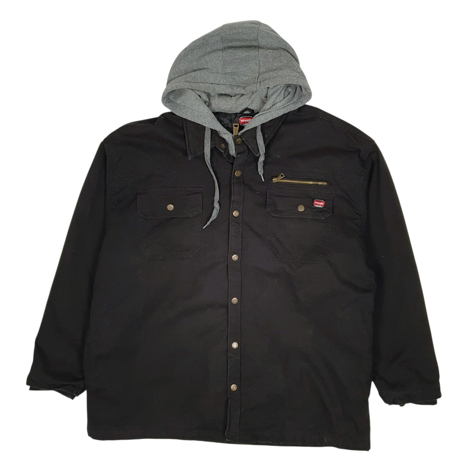 Mens Black Wrangler Windbreaker Chore Hoodie  Coat