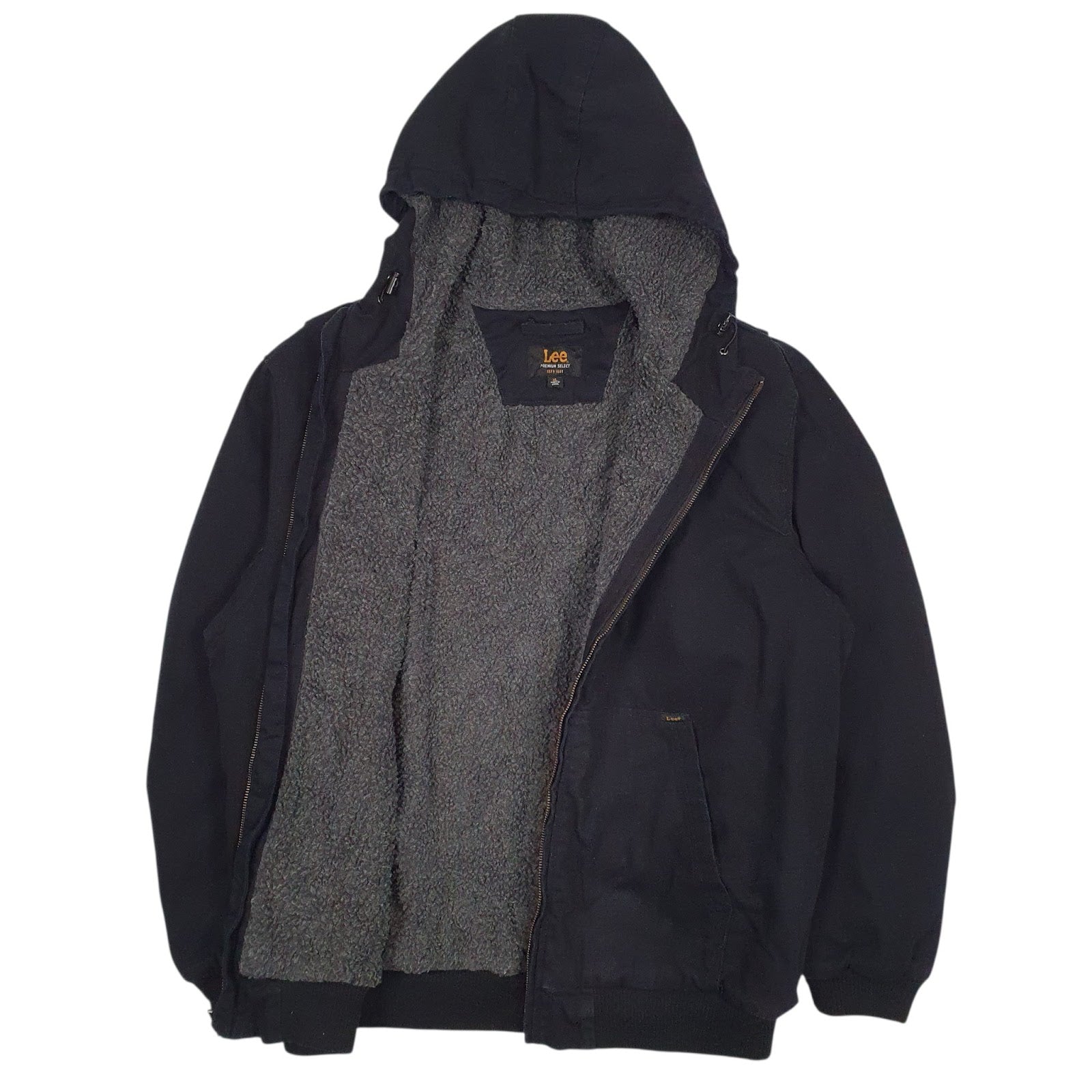 Mens Black Lee Sherpa Lined  Coat