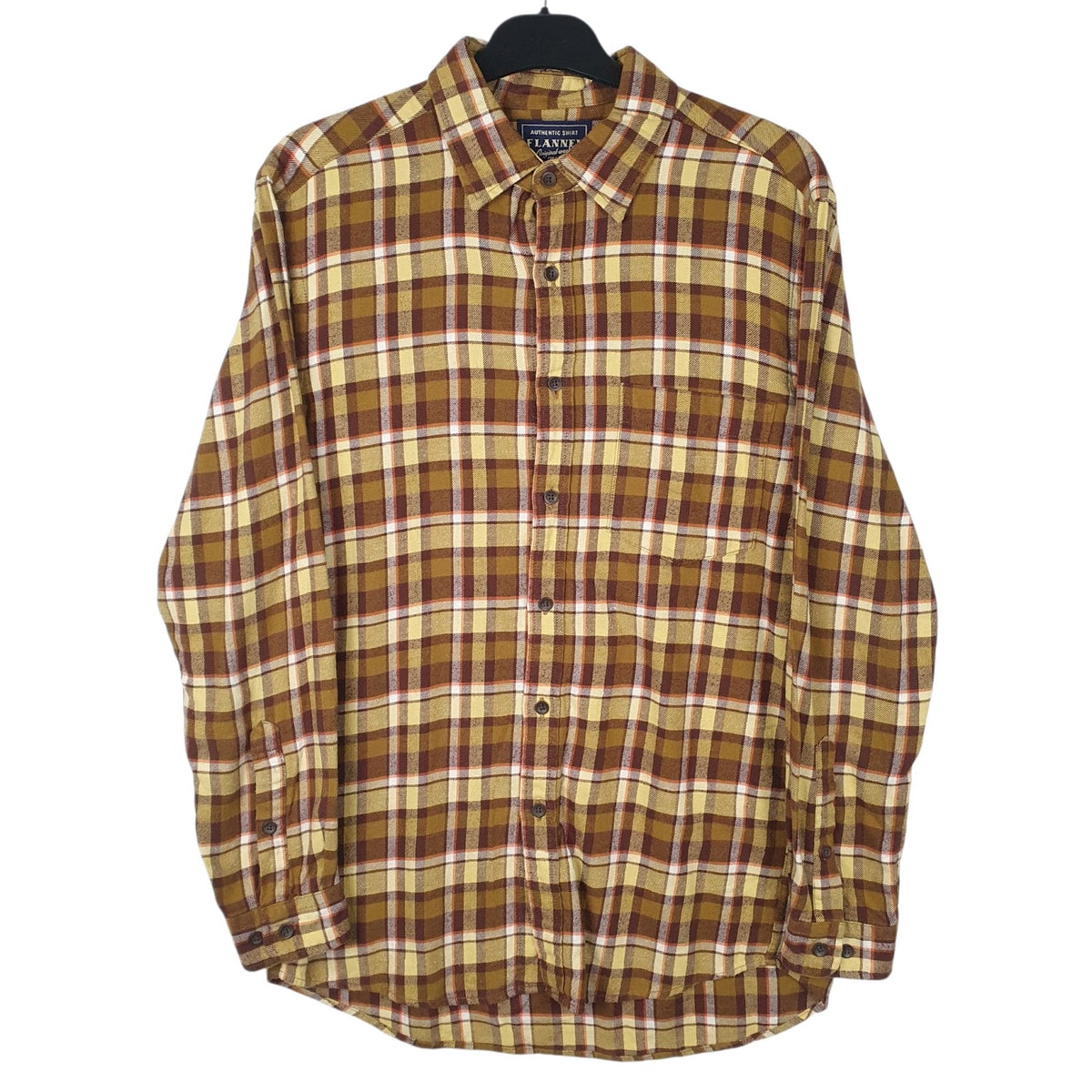 Mens Yellow Flannel Flannel Long Sleeve Shirt