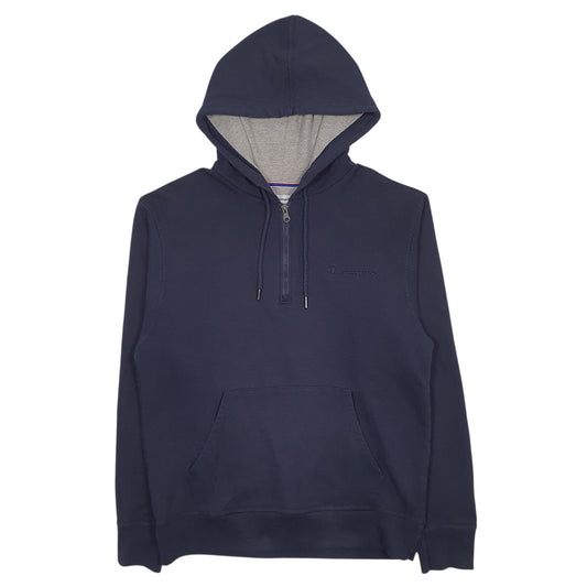Mens Navy Champion Hooded Quarter Zip Jumper