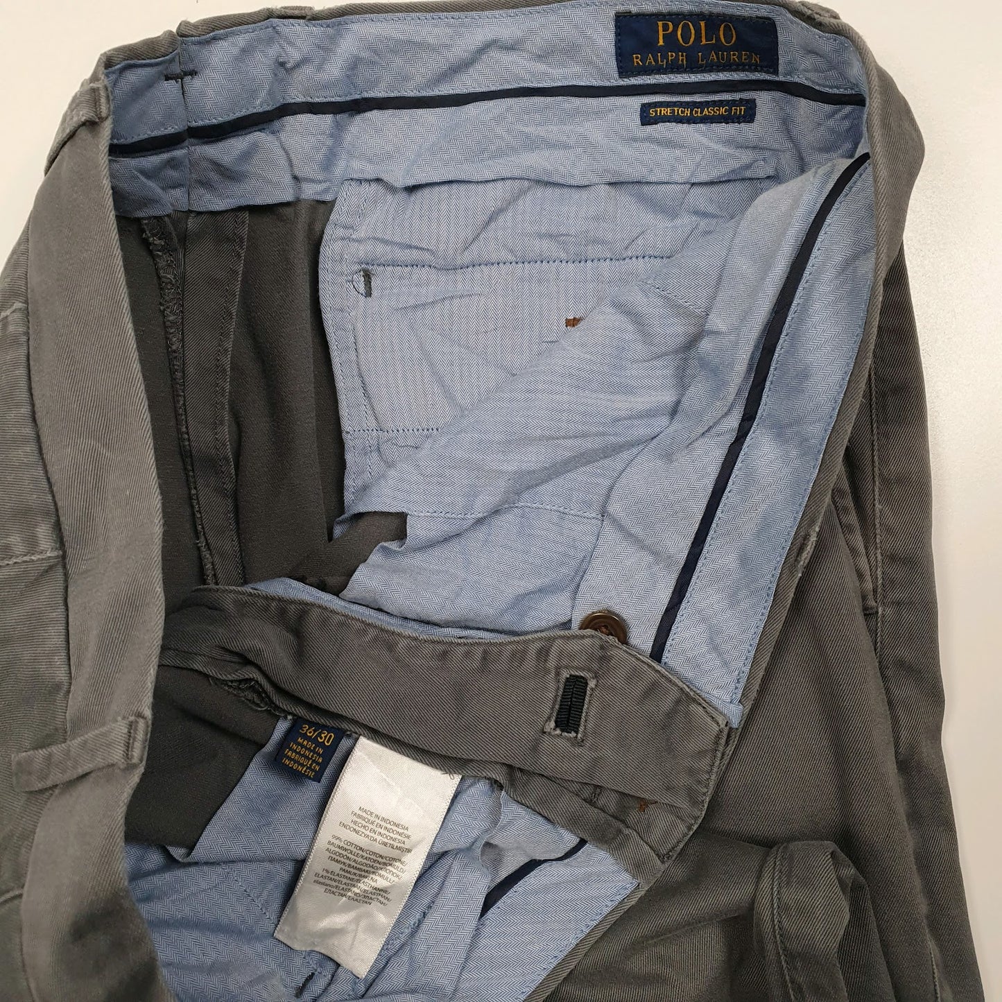 Mens Grey Polo Ralph Lauren Stretch Classic Fit  Trousers