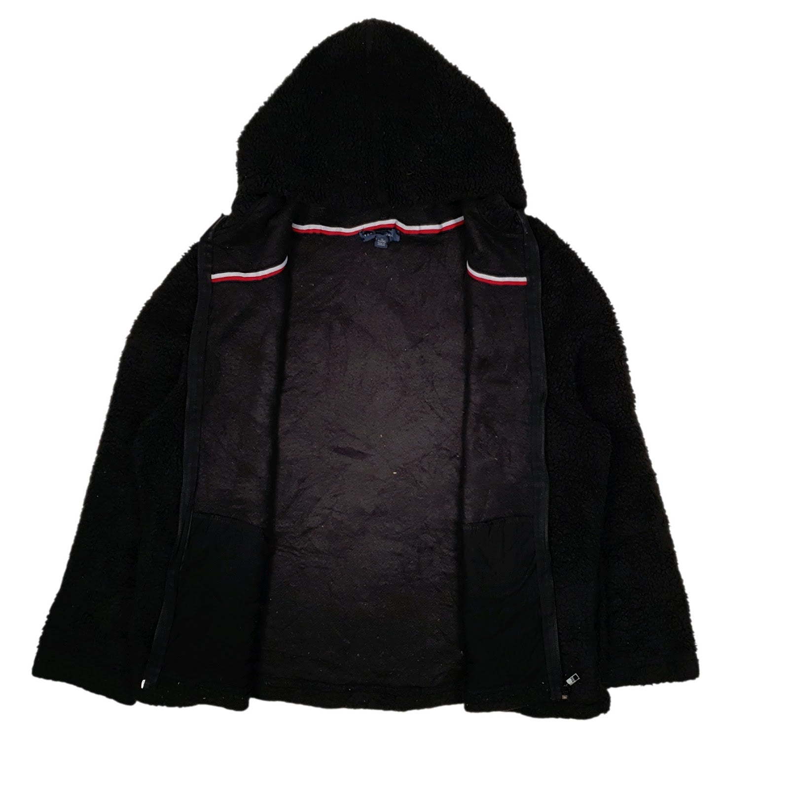 Womens Black Tommy Hilfiger Hoodie Sherpa Full Zip Jumper