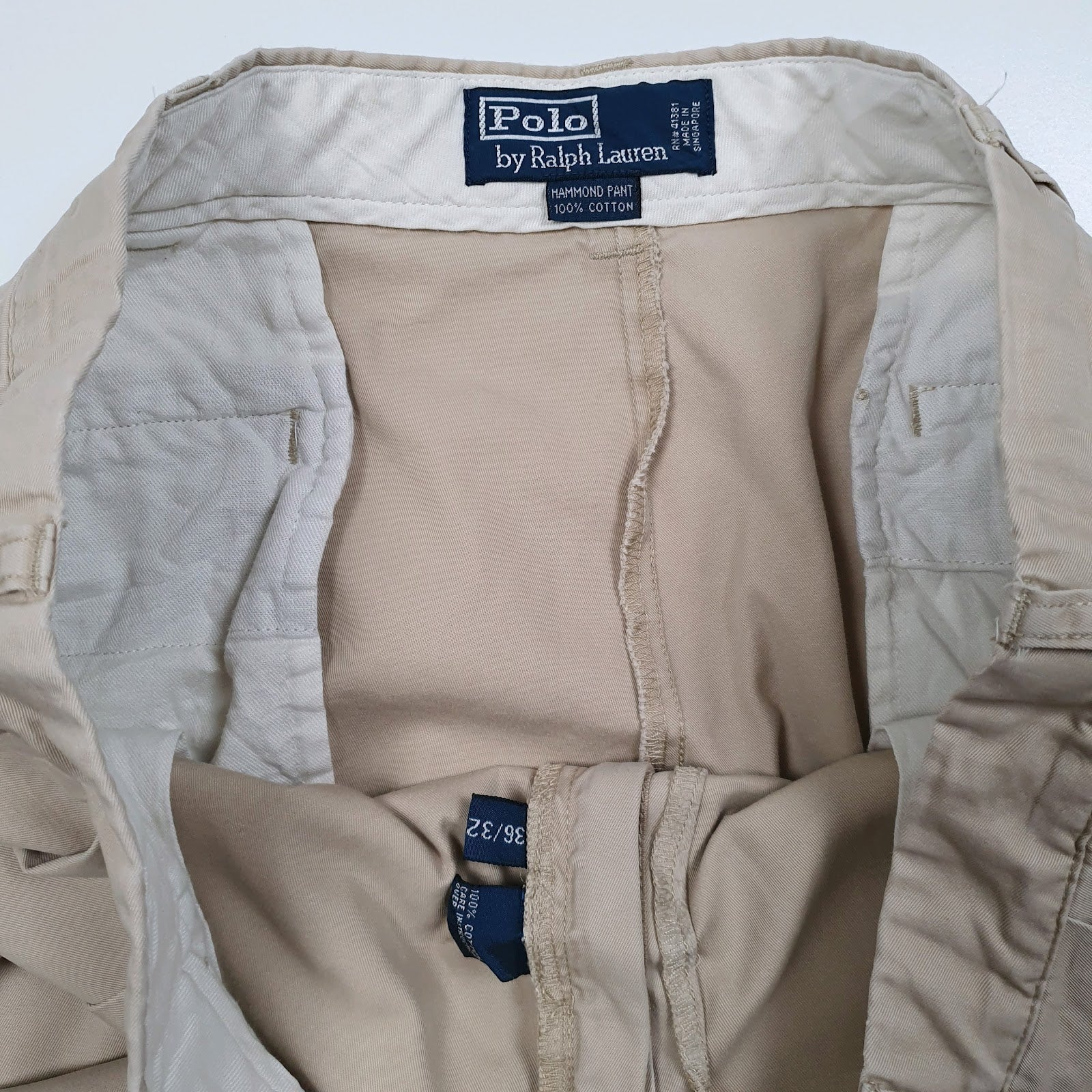 Mens Beige Polo Ralph Lauren Hammond Pant Double Pleated  Trousers