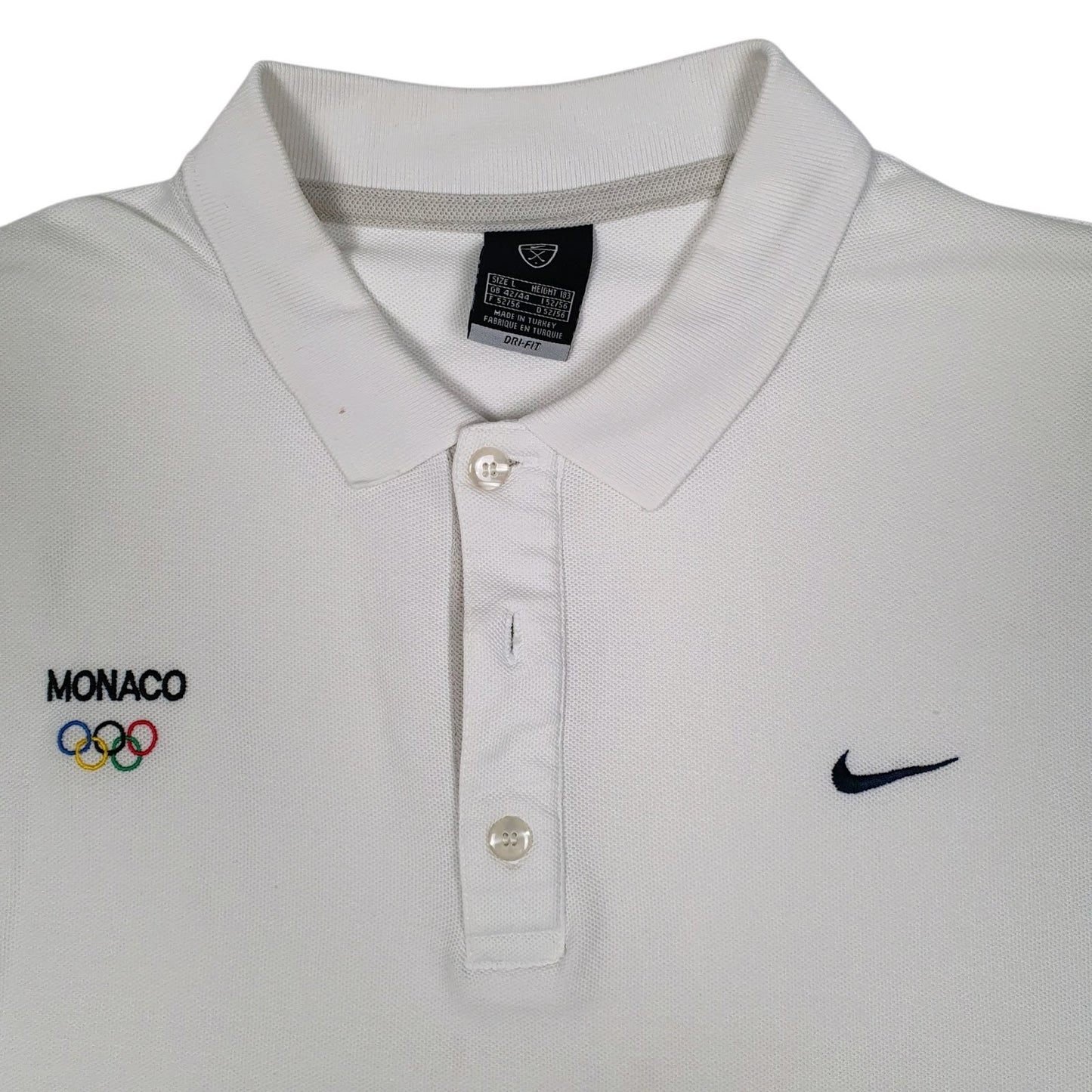 Mens White Nike Dri Fit Golf Monaco Olympics Hoodie Polo Shirt