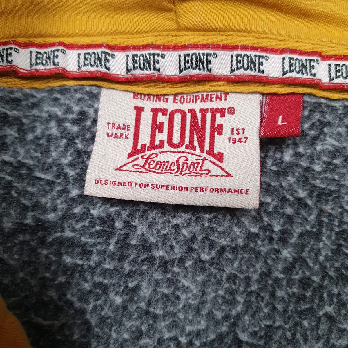 Mens Grey Leone Boxing Hoodie Jumper