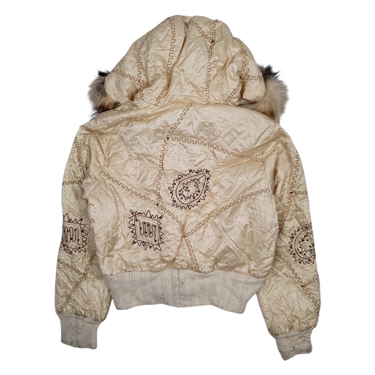 Womens Cream Fontani Fur Lined Padded  Coat