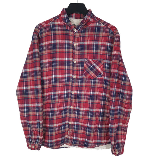 Mens Red Natural Story Flannel Sherpa Lined Long Sleeve Shirt
