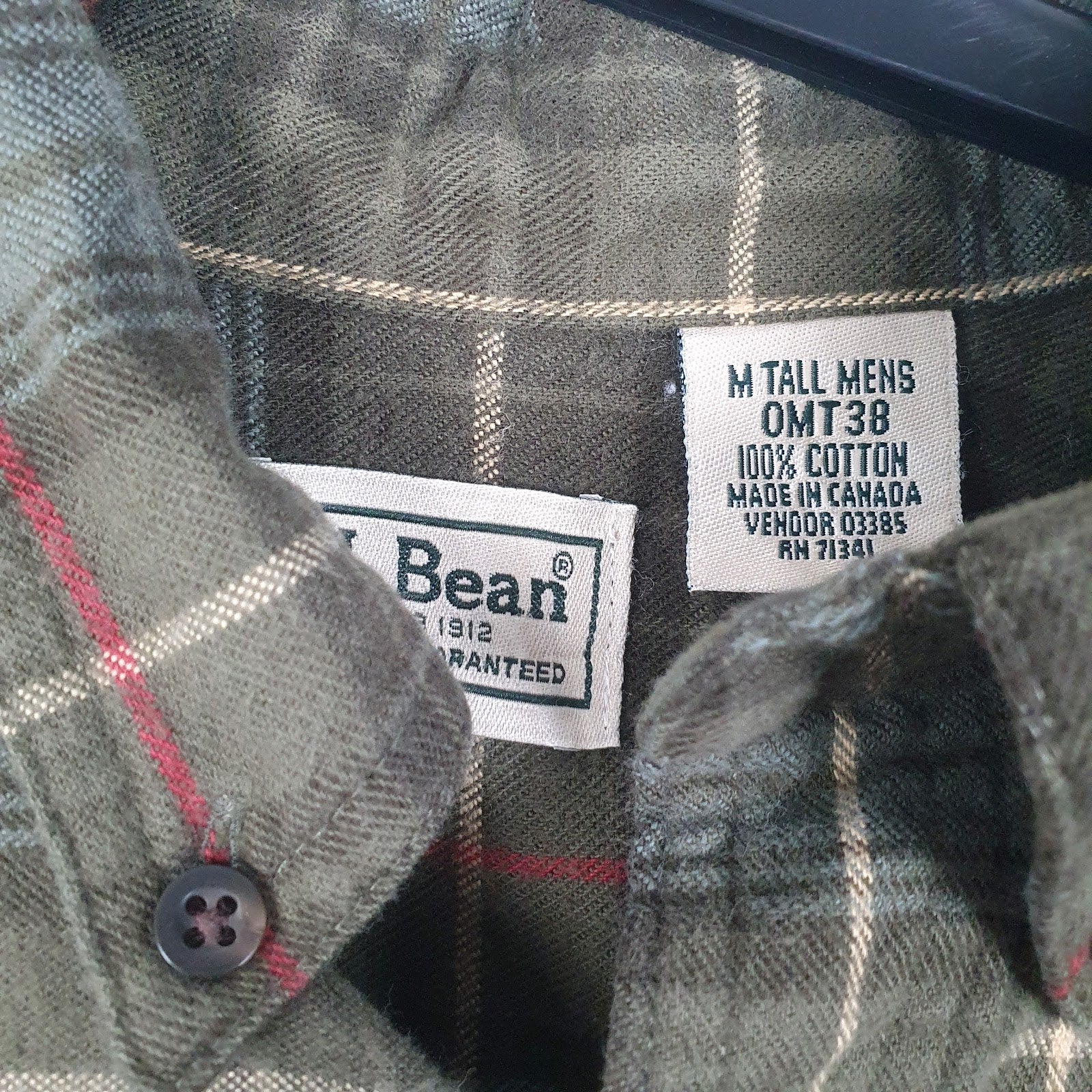 Mens Green L.L.Bean Flannel  Shirt