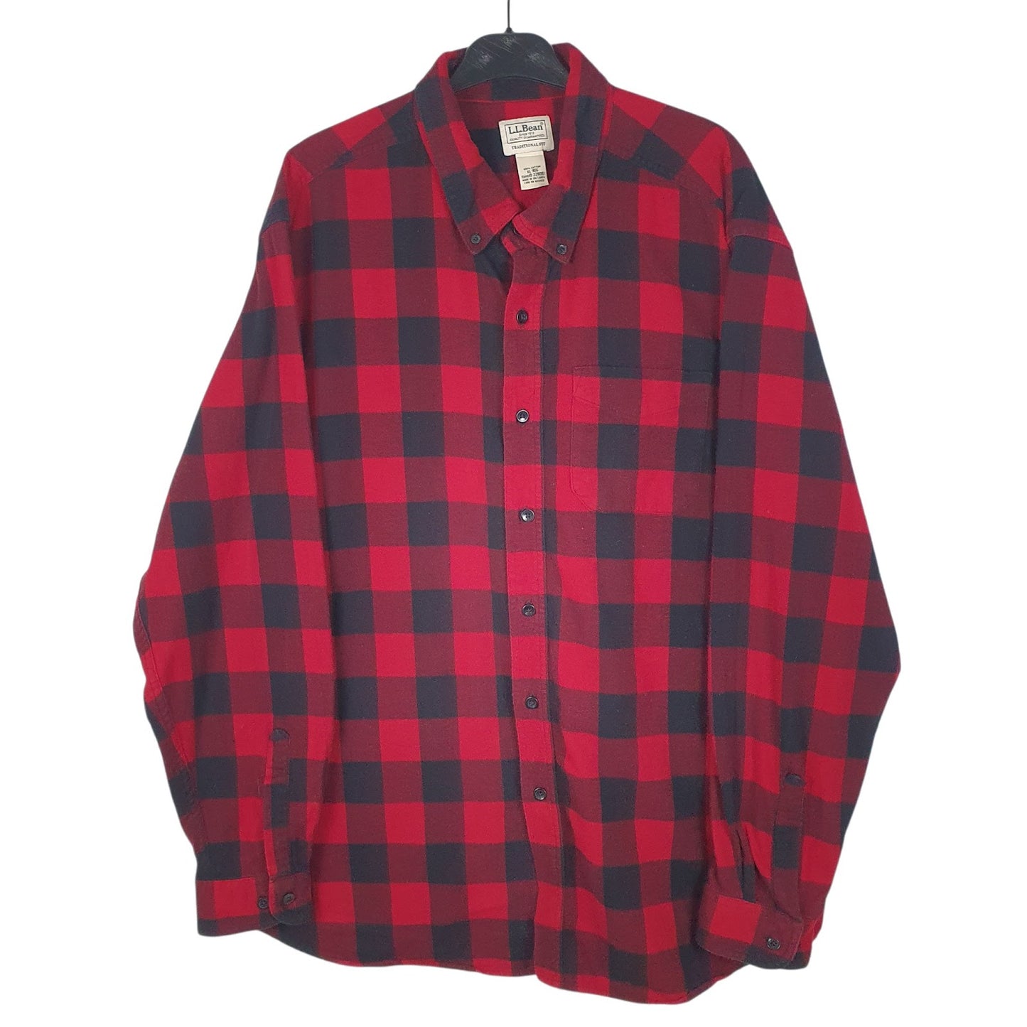 Mens Red L.L.Bean Flannel Long Sleeve Shirt