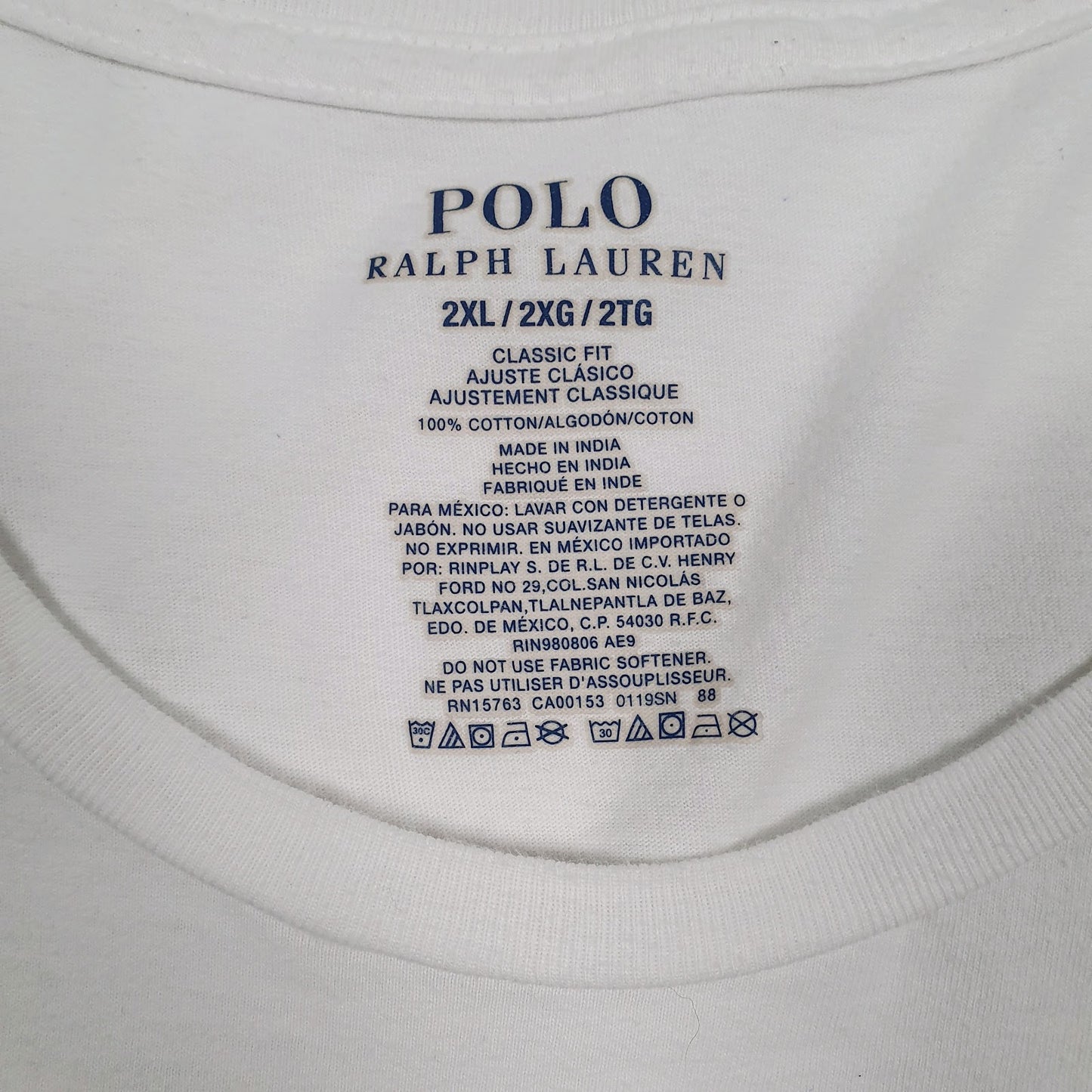 Mens White Polo Ralph Lauren   T Shirt
