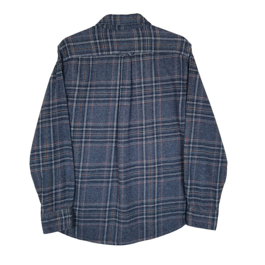 Mens Blue Eddie Bauer Heavyweight Plaid Flannel  Shirt