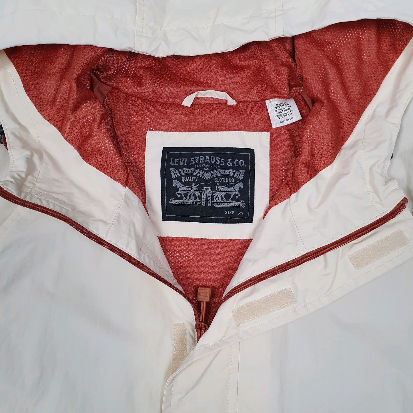 Mens Cream Levis Pullover  Coat