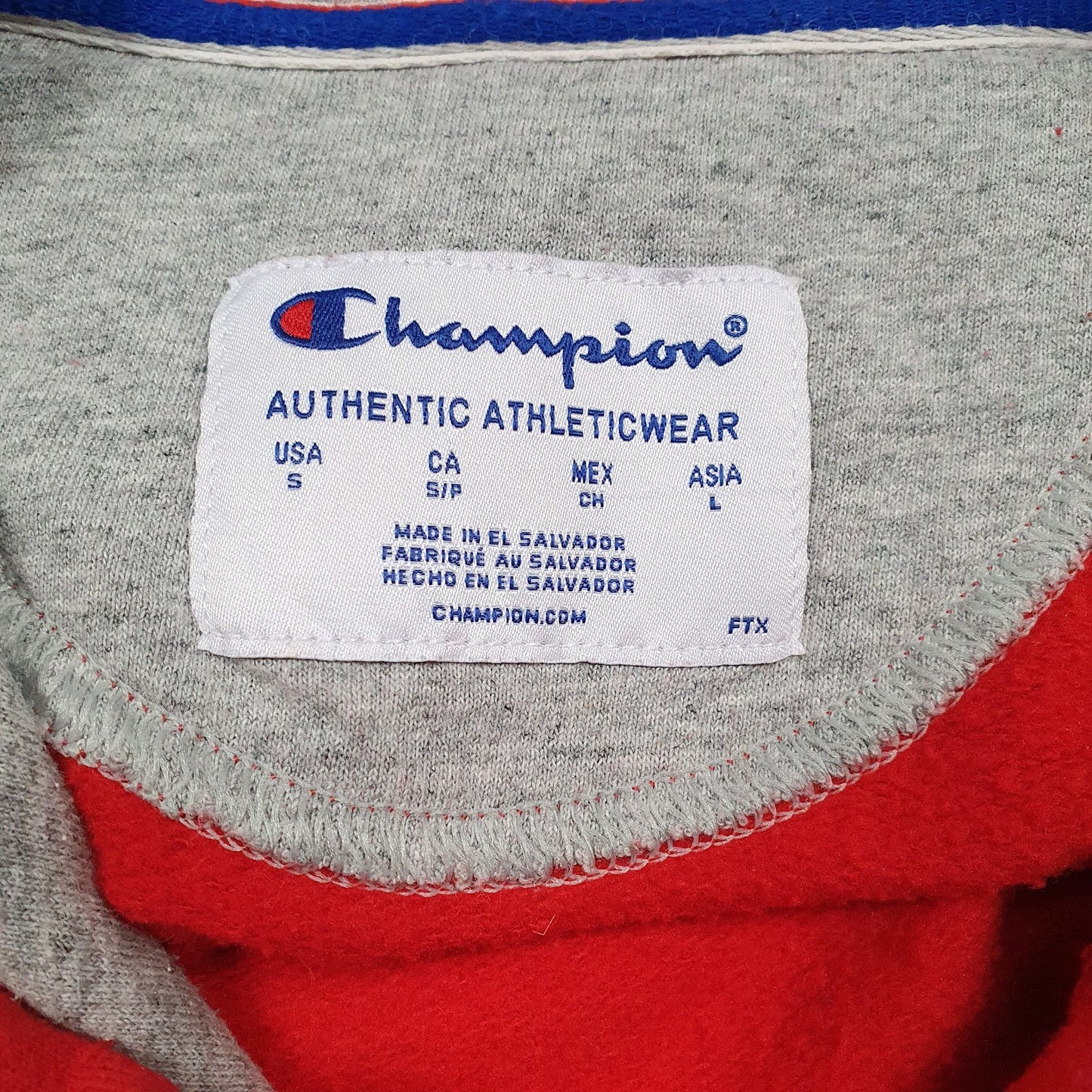 Mens Red Champion Spellout Hoodie Jumper