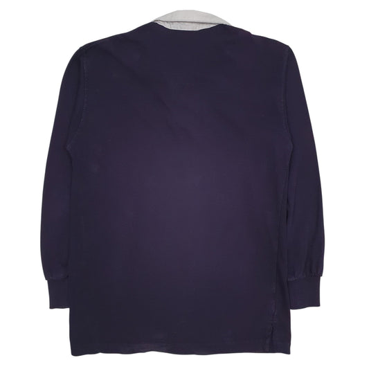 Mens Navy Front Row Rugby Crewneck Polo Shirt