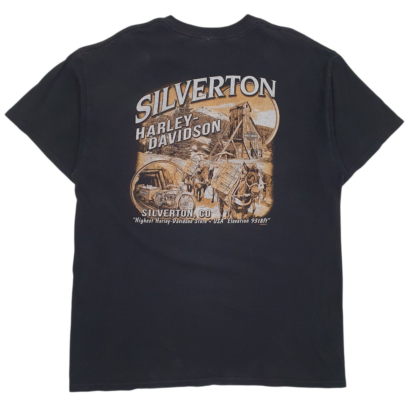 Mens Black Harley Davidson Spellout Graphic Crewneck T Shirt