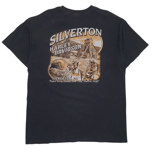 Mens Black Harley Davidson Spellout Graphic Crewneck T Shirt