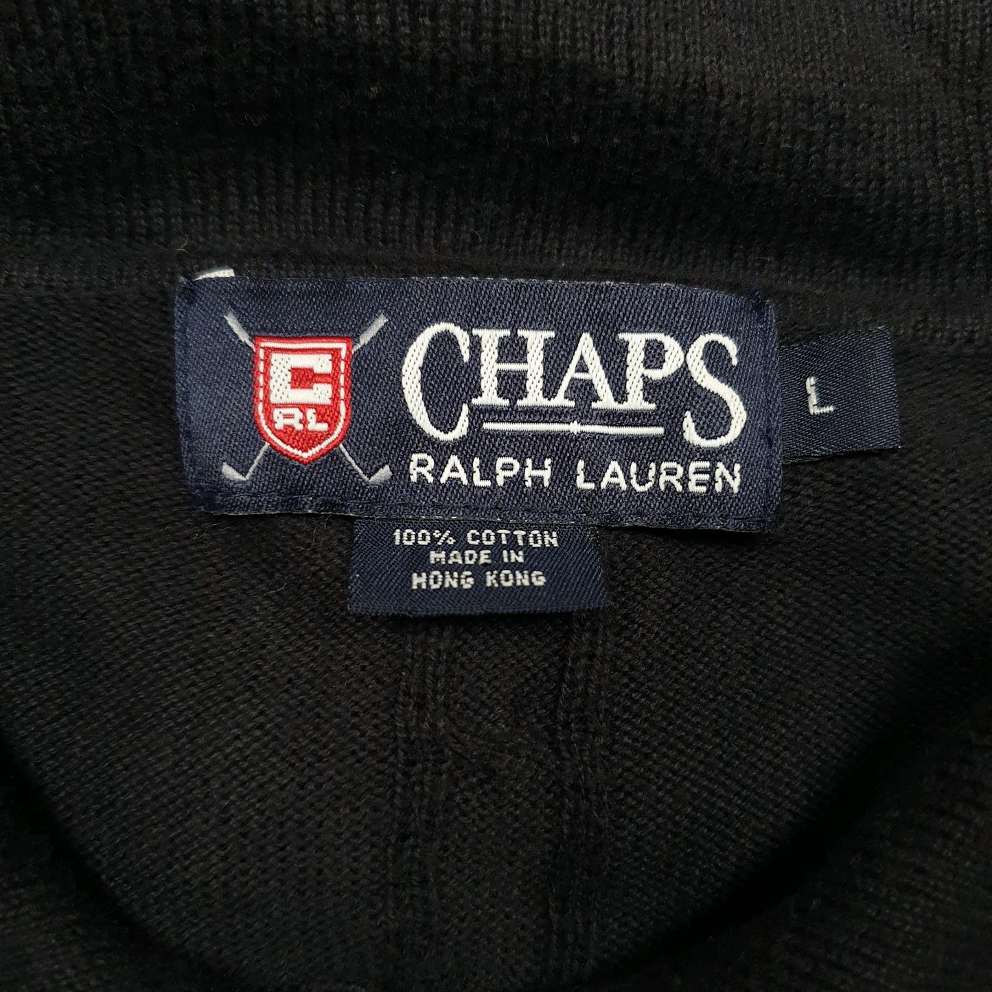 Mens Black Chaps Vintage Ralph Lauren  Polo Shirt