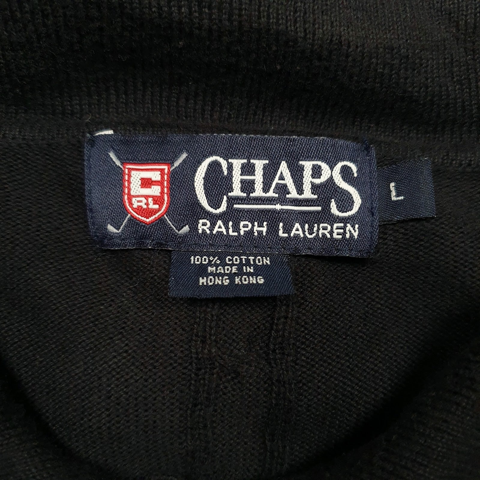 Mens Black Chaps Vintage Ralph Lauren  Polo Shirt
