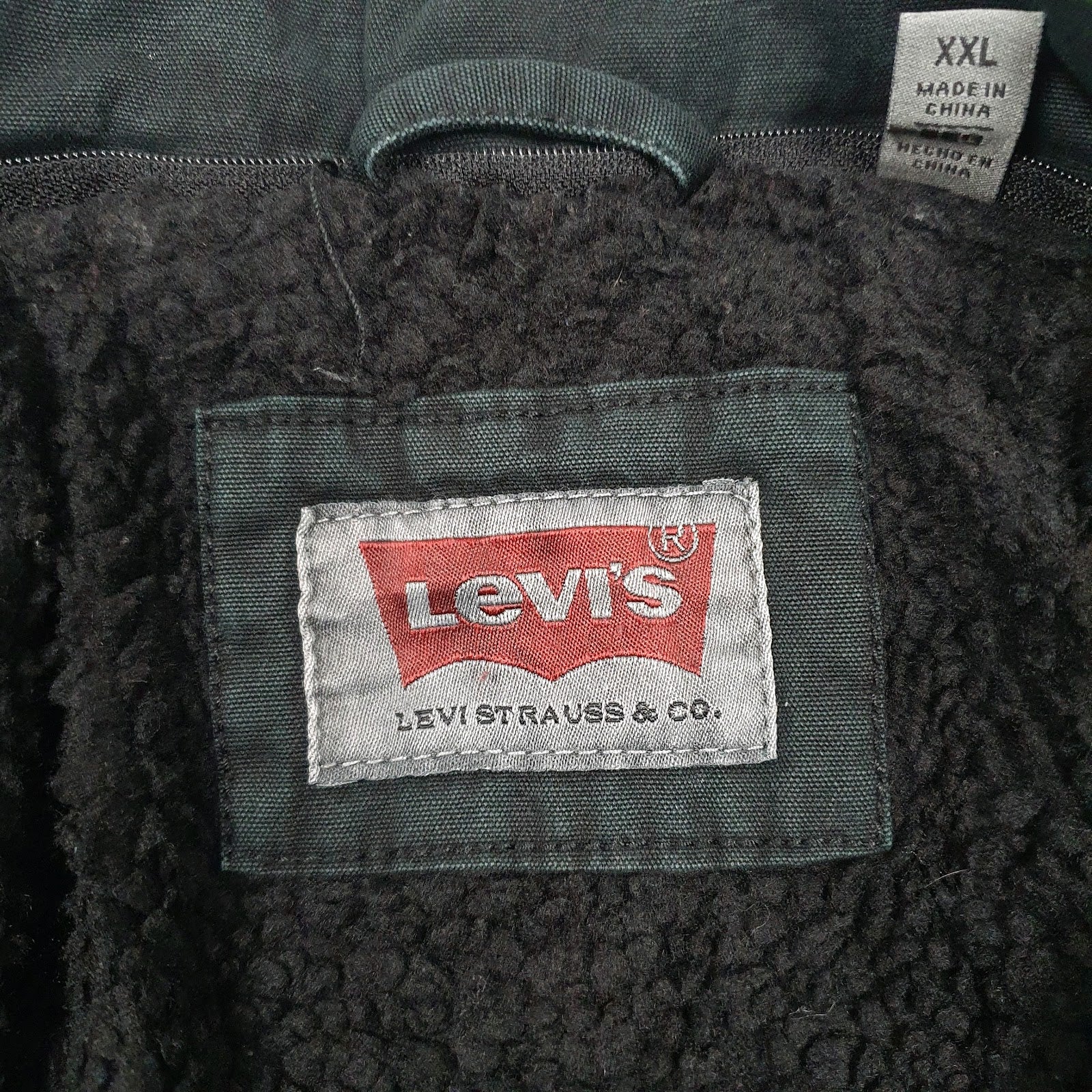 Mens Black Levis Padded Military Hoodie Coat