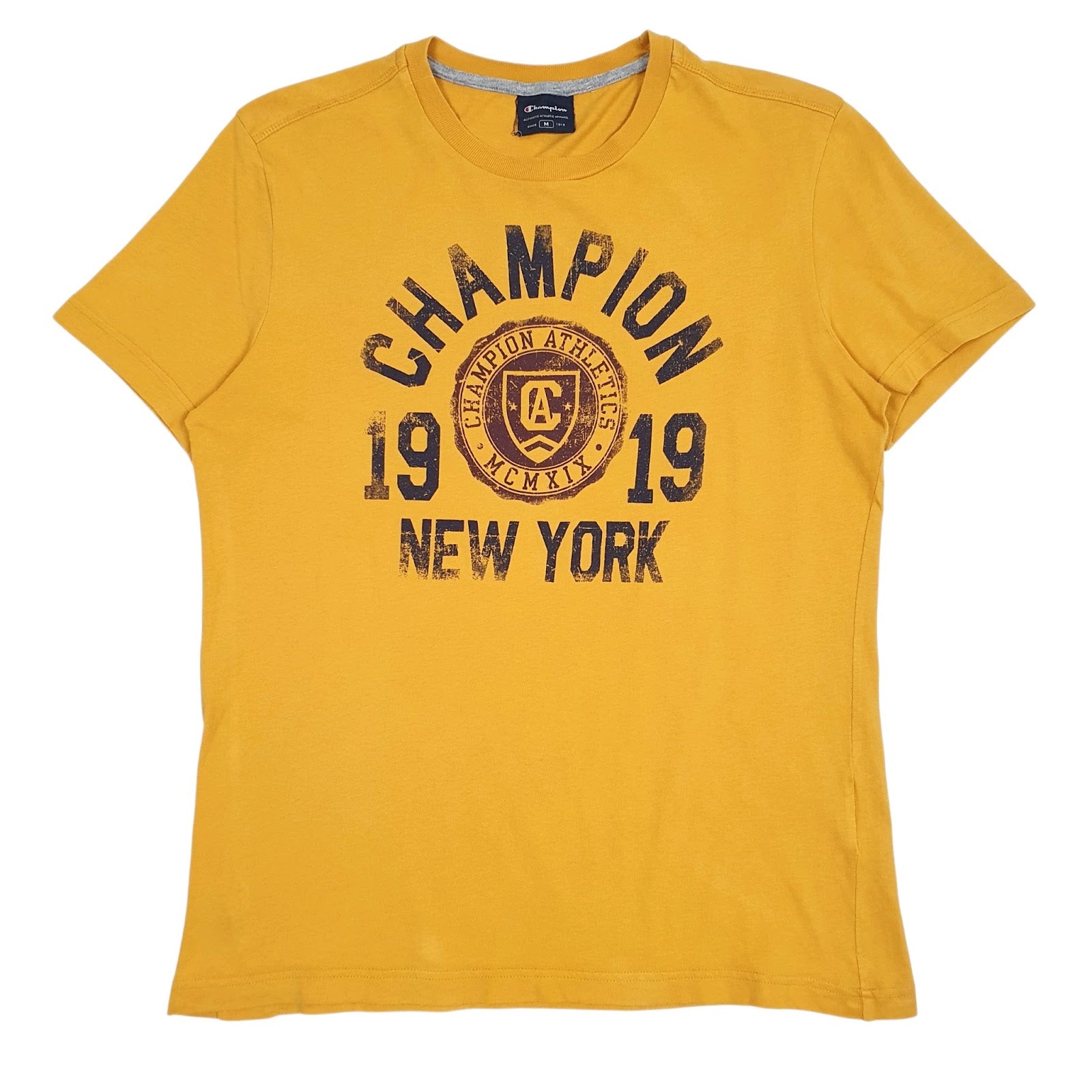 Mens Yellow Champion  Short Sleeve T Shirt