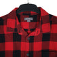 Mens Red Eddie Bauer Heavyweight Flannel Plaid  Shirt