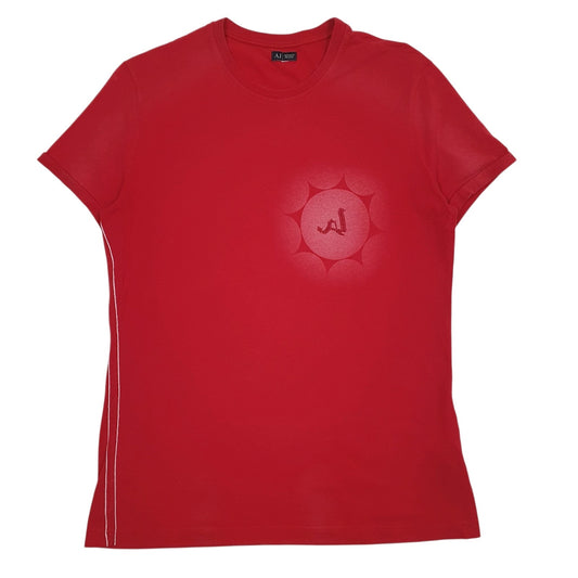 Mens Red Armani  Short Sleeve T Shirt