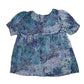 Womens Blue Unbranded Button Blouse Top Short Sleeve T Shirt