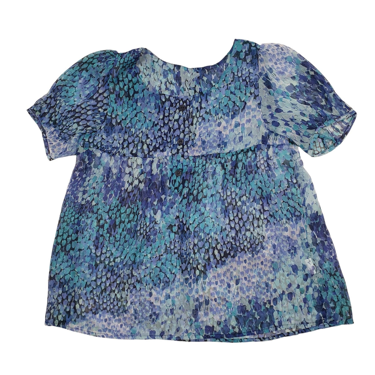 Womens Blue Unbranded Button Blouse Top Short Sleeve T Shirt