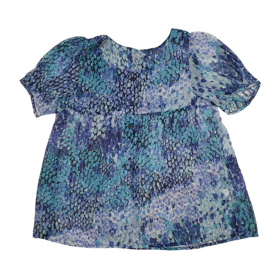 Womens Blue Unbranded Button Blouse Top Short Sleeve T Shirt