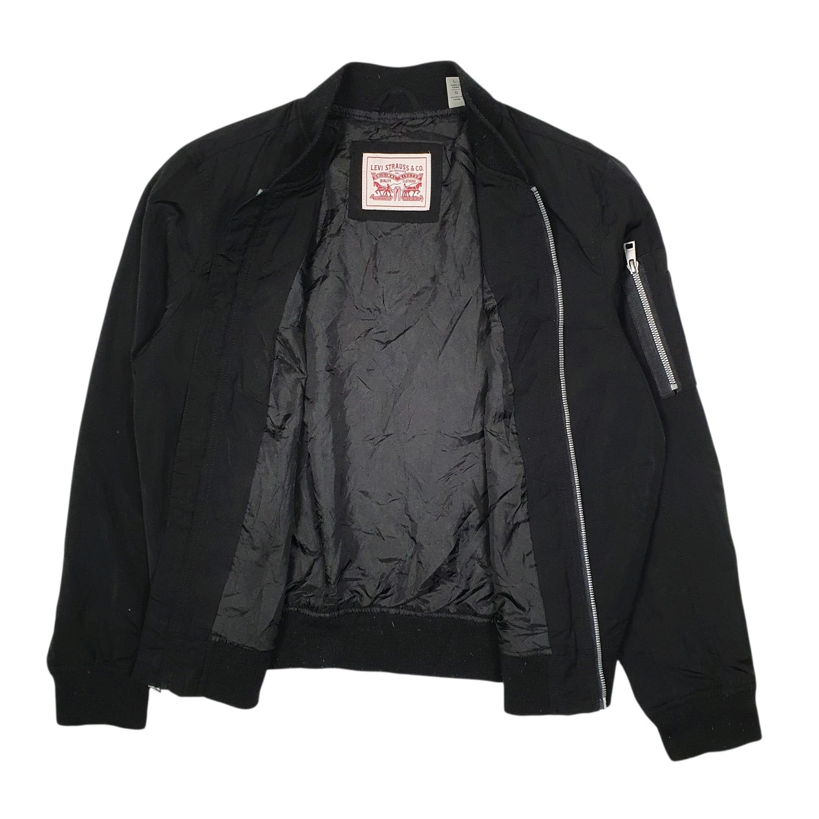 Womens Black Levis Bomber Harrington  Coat