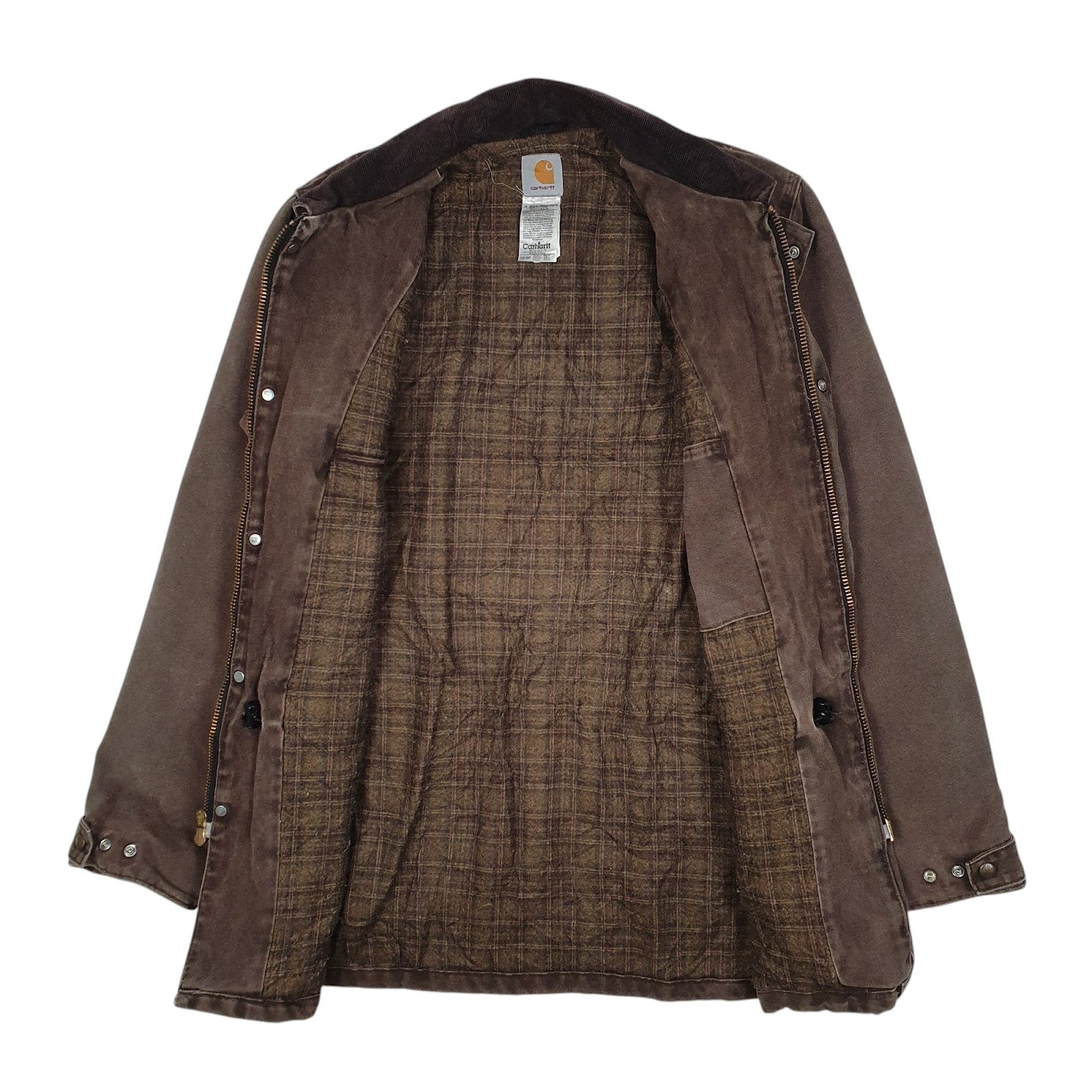 Mens Brown Carhartt C52 CHT Blanket Lined Vintage 00s Hoodie Coat