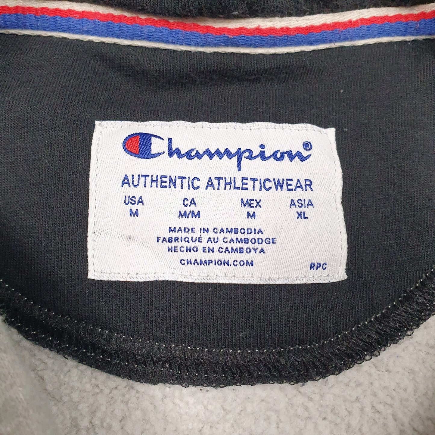 Mens Grey Champion Spellout Hoodie Jumper