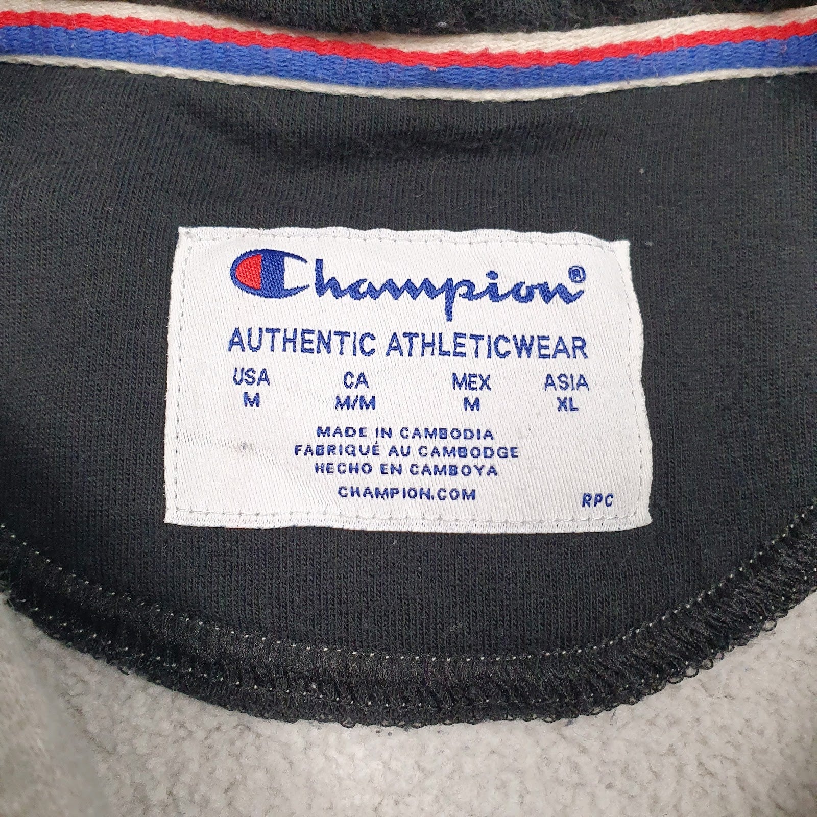 Mens Grey Champion Spellout Hoodie Jumper