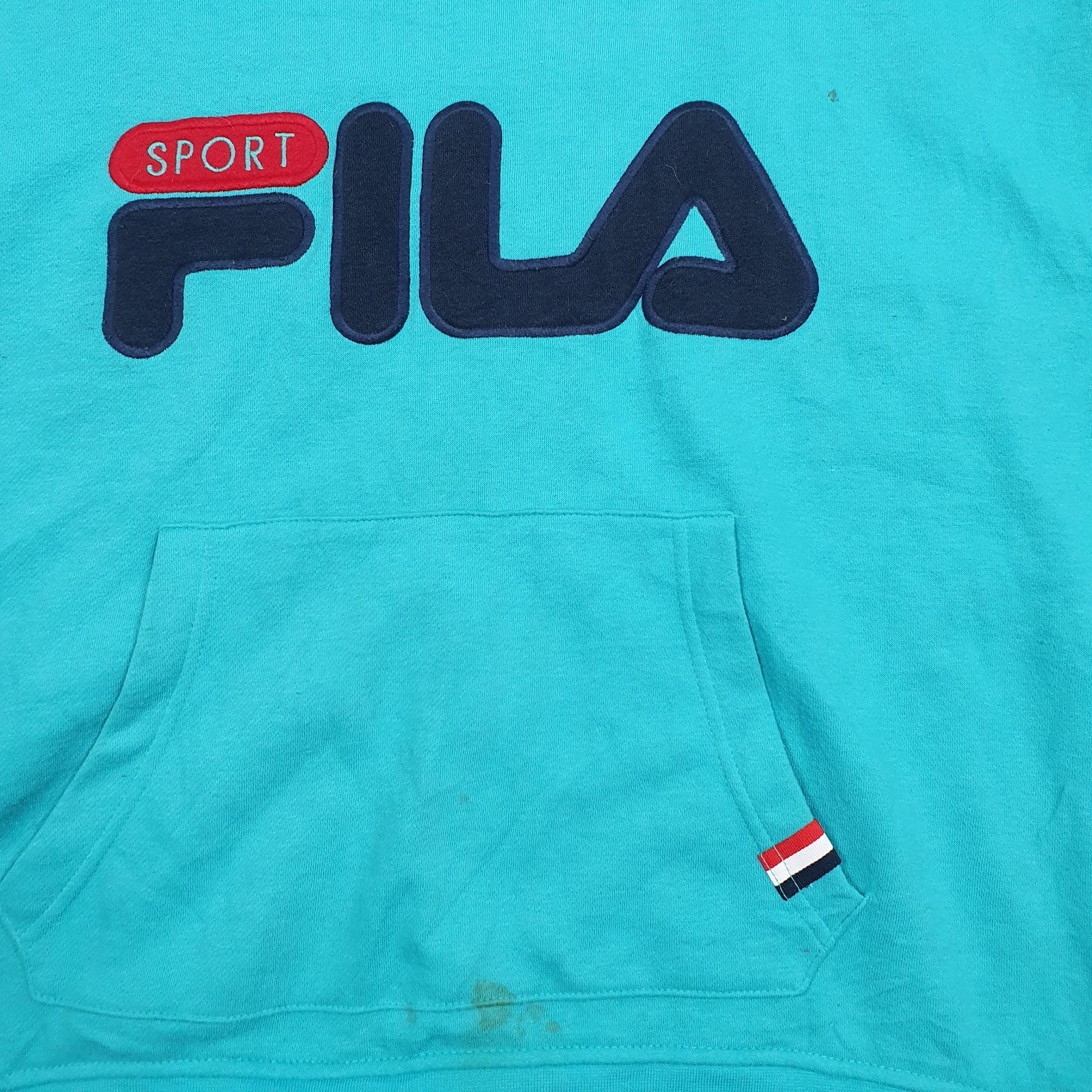 Womens Blue Fila Spellout Hoodie Jumper