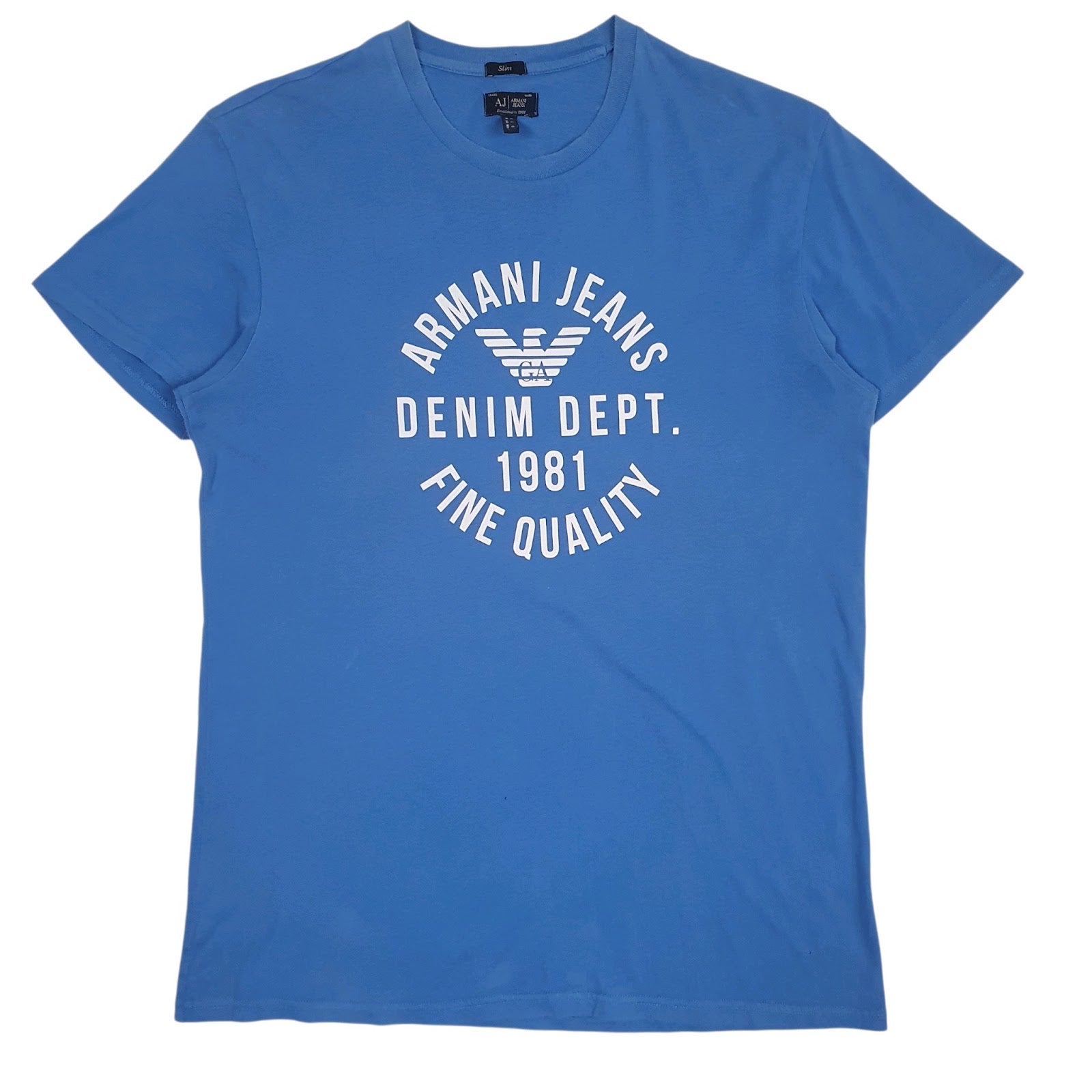 Mens Blue Armani Jeans Spellout Slim Short Sleeve T Shirt