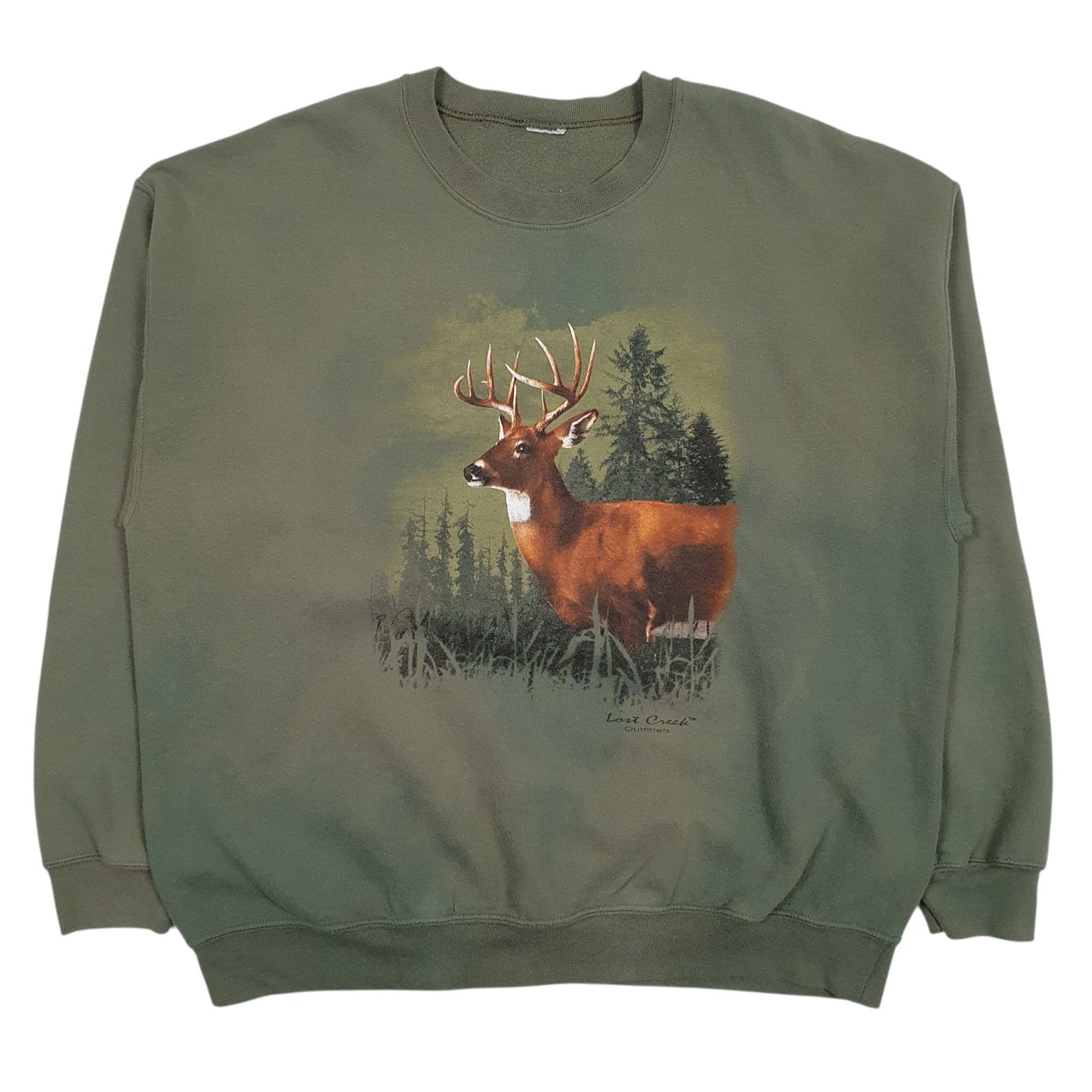 Mens Green Lost Creek Graphic Crewneck Jumper