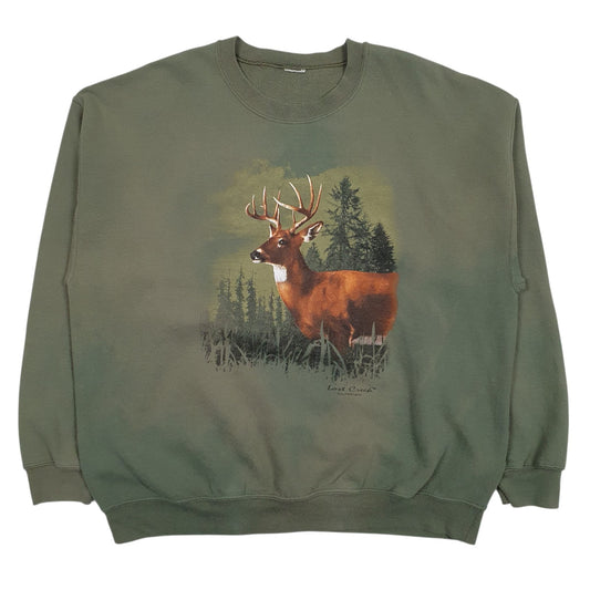 Mens Green Lost Creek Graphic Crewneck Jumper