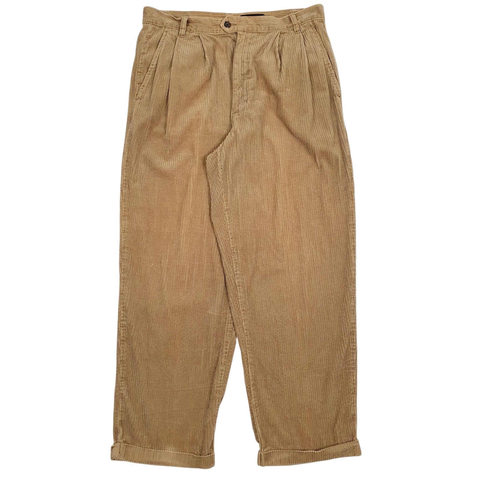 Mens Brown Eddie Bauer Pleated Corduroy Trousers