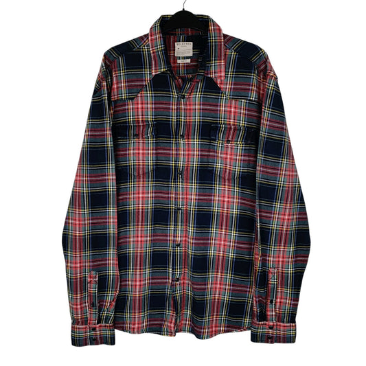 Mens Navy Selected Homme Flannel Plaid Western Long Sleeve Shirt