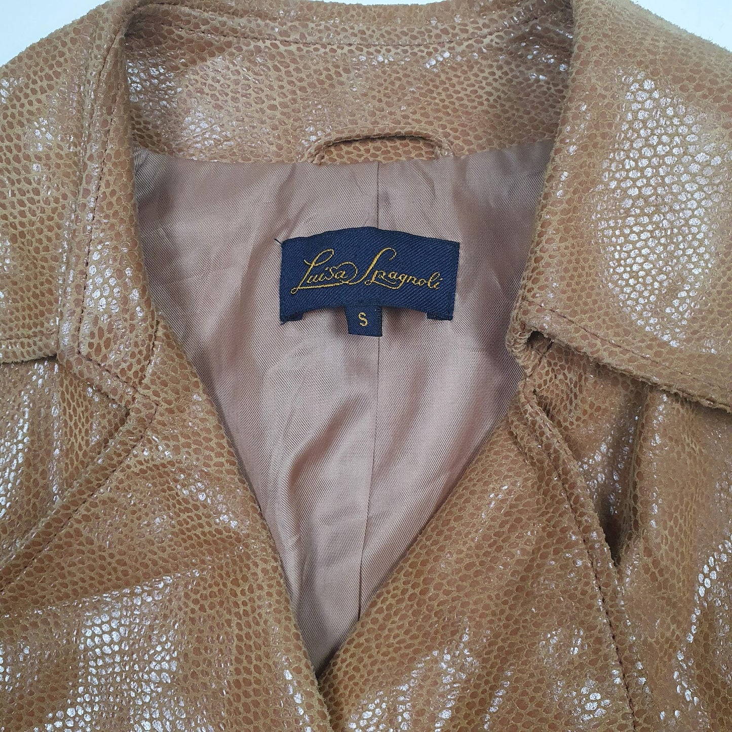 Womens Brown Luisa Spagnoli Snakeskin Lizard Skin Blazer Chore  Coat