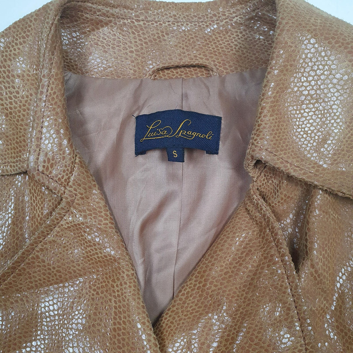 Womens Brown Luisa Spagnoli Snakeskin Lizard Skin Blazer Chore  Coat