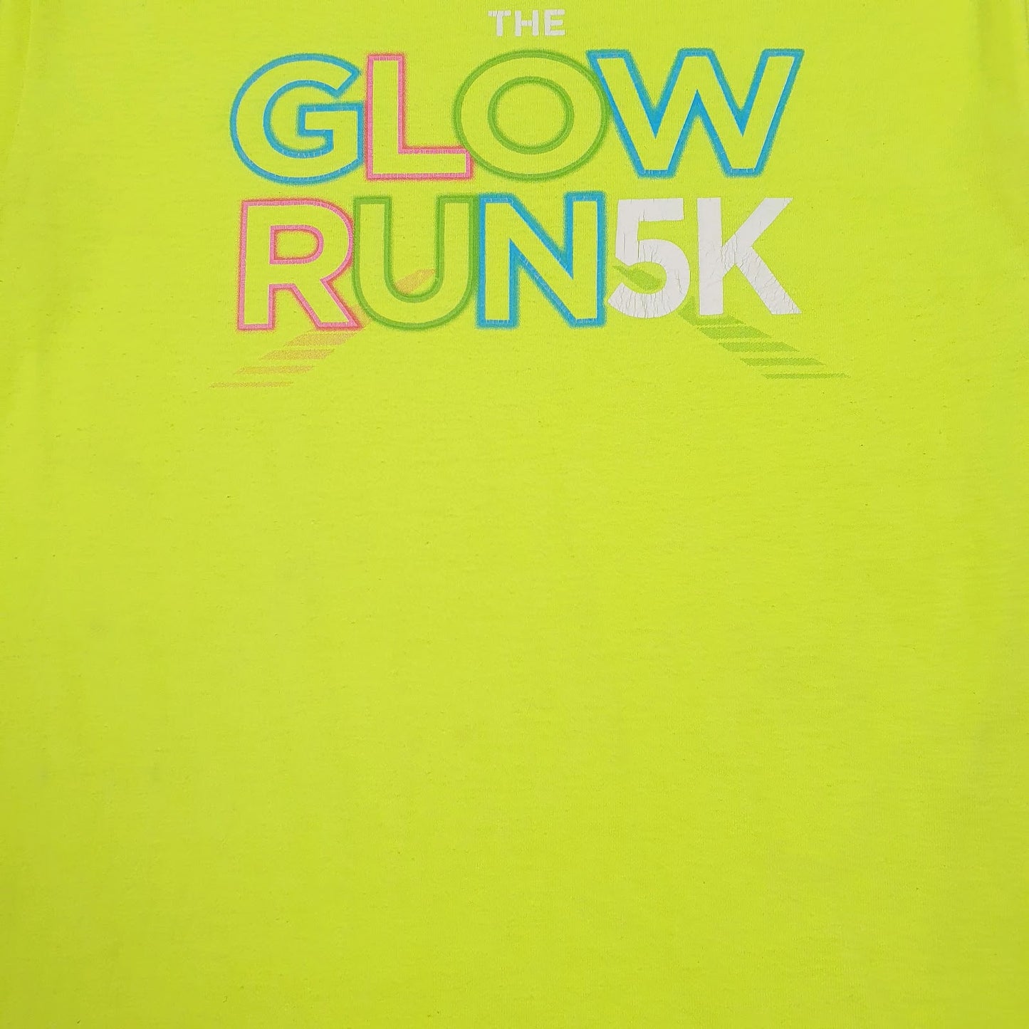 Mens Green Gildan Glow Run 5k  T Shirt