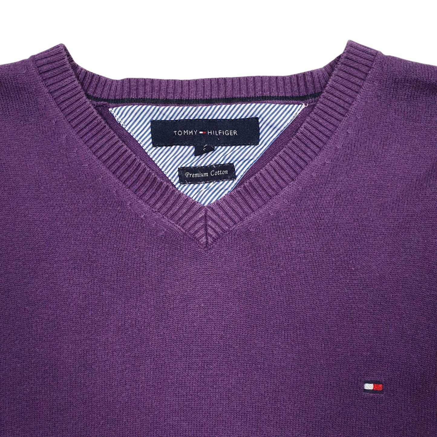 Mens Purple Tommy Hilfiger  V Neck Jumper