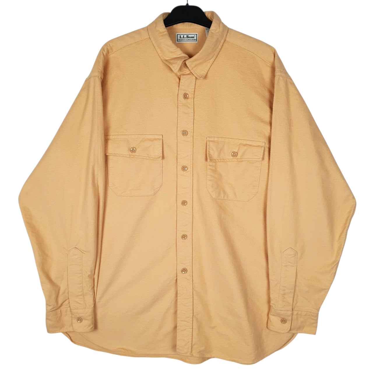 Mens Orange L.L.Bean Chamois Vintage 90s Made In USA Long Sleeve Shirt