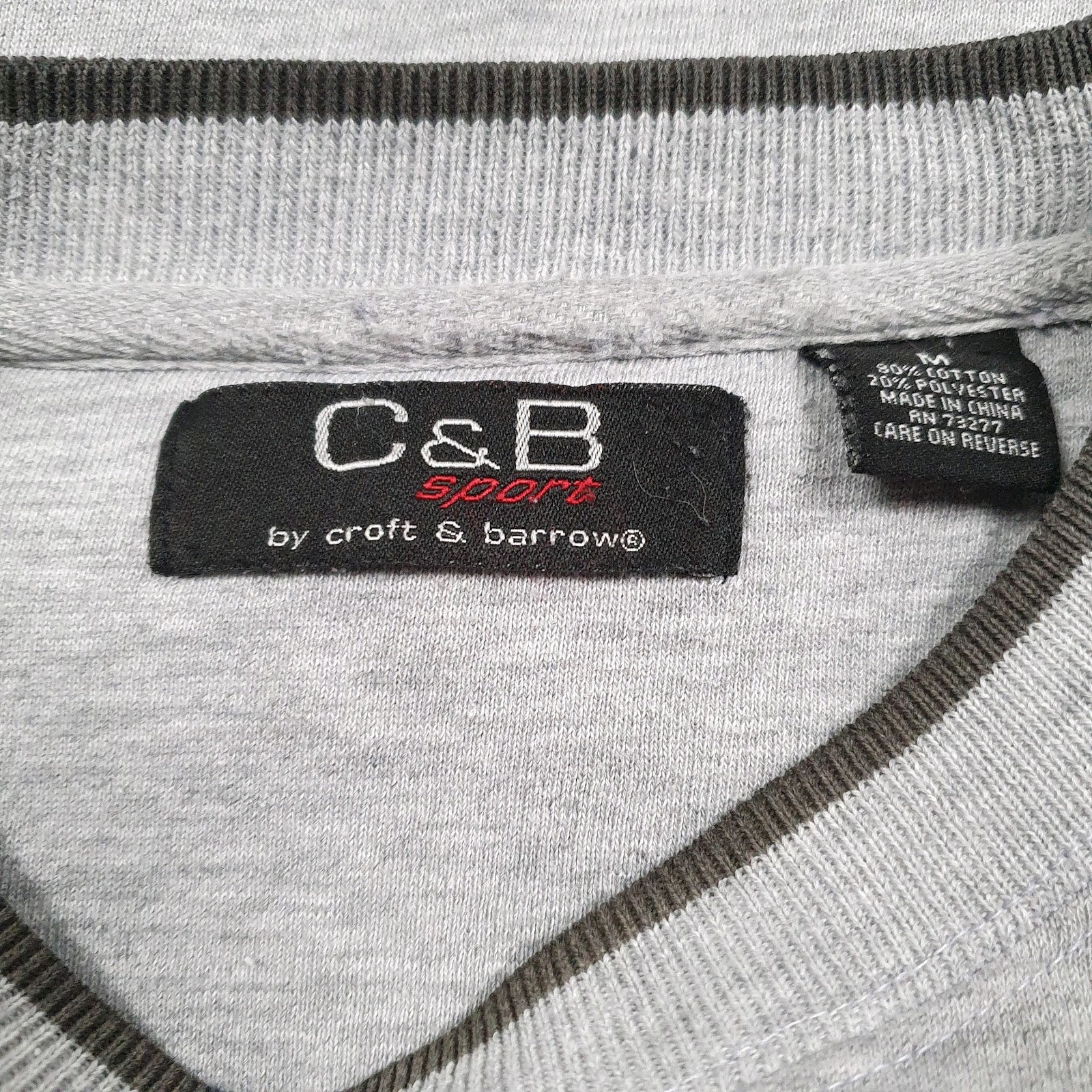 Mens Grey Croft & Barrow Graphic Embroidered Hoodie Jumper