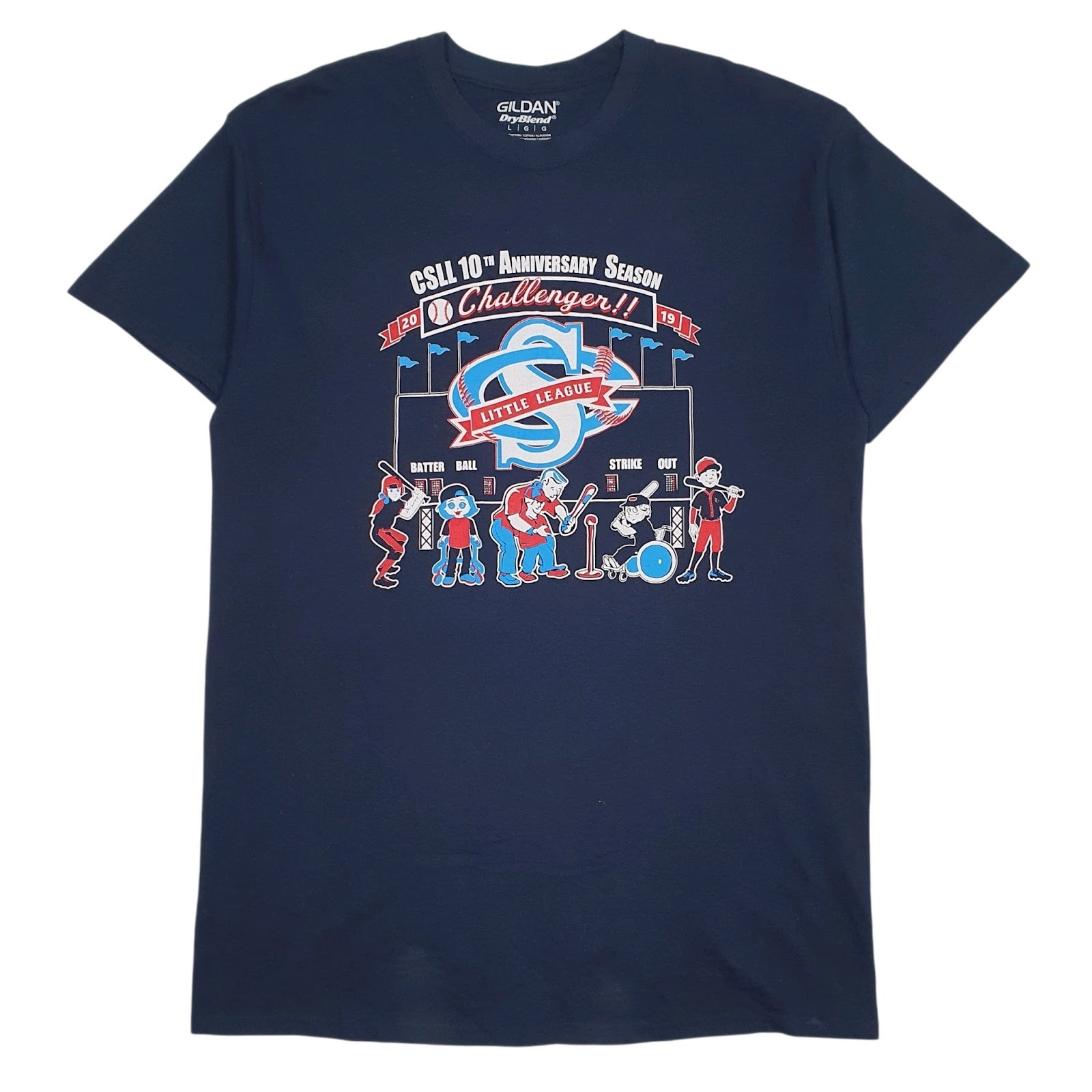 Mens Navy Gildan Little League Short Sleeve T Shirt