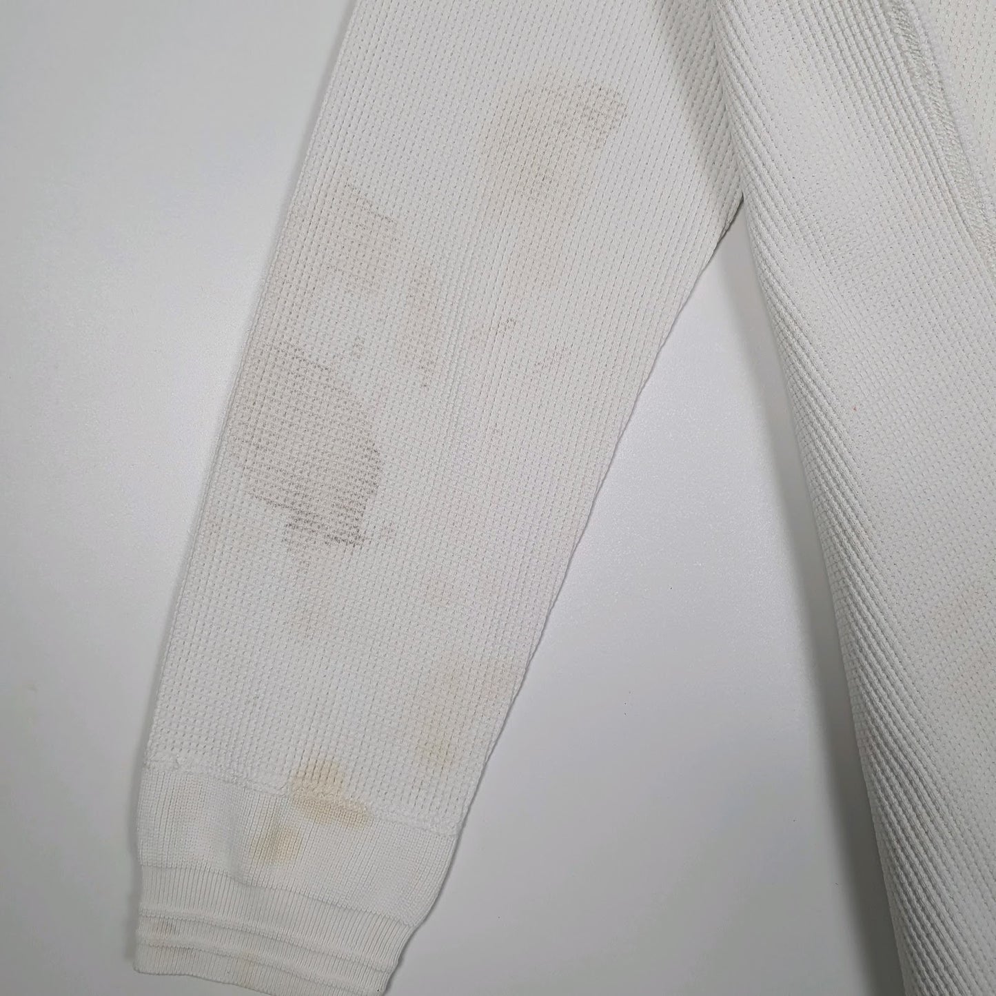 Mens White Polo Ralph Lauren Vintage 90s Thermal Crewneck Jumper