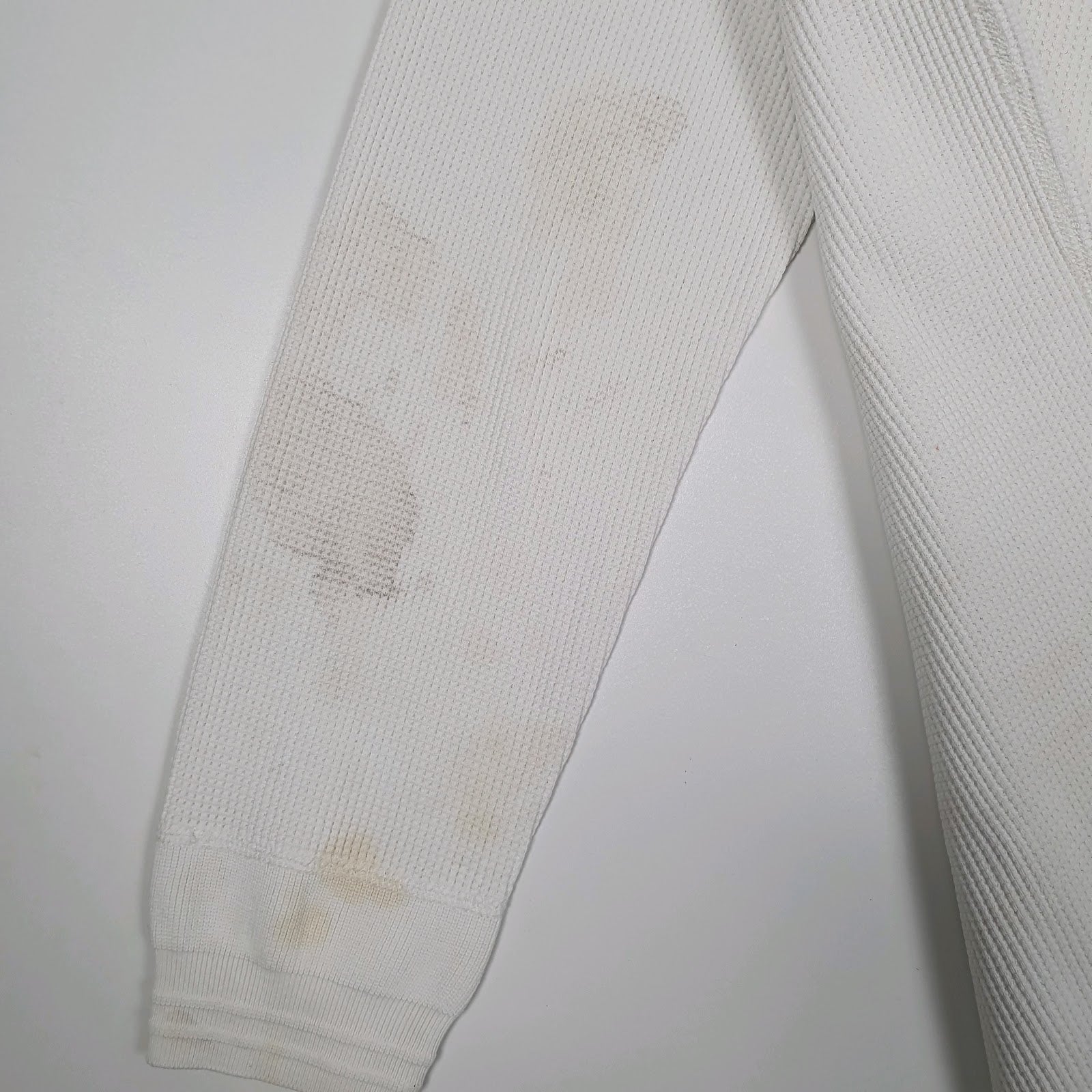 Mens White Polo Ralph Lauren Vintage 90s Thermal Crewneck Jumper