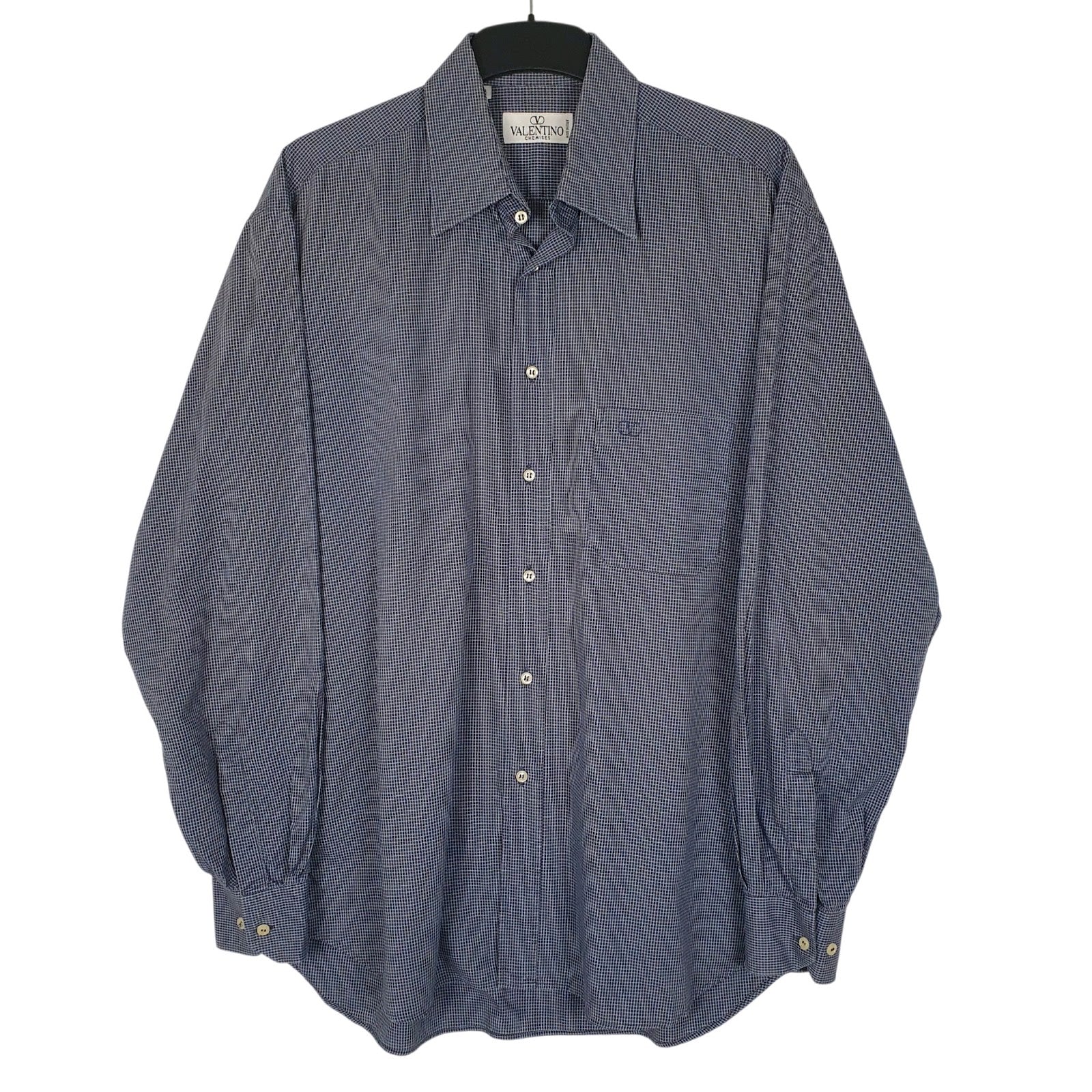 Mens Blue Valentino  Long Sleeve Shirt