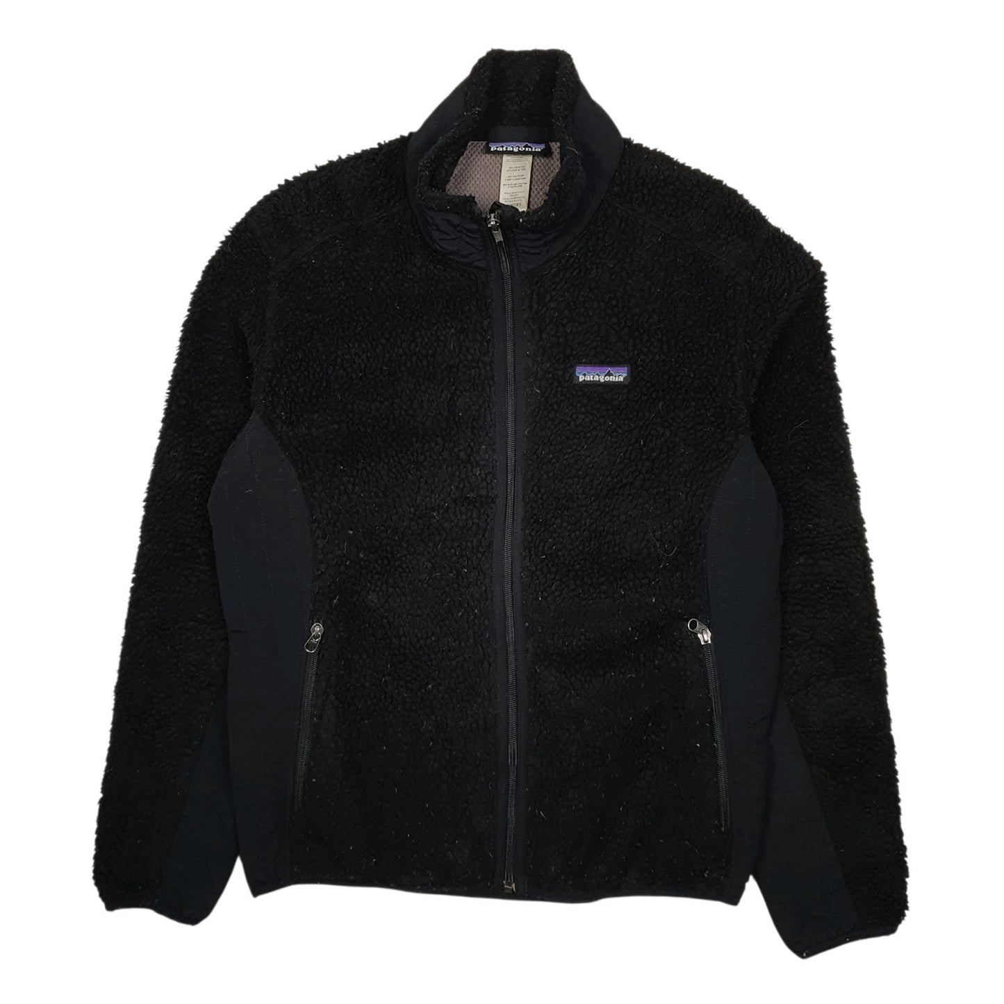 Womens Black Patagonia Retro X Deep Pile Fleece Full Zip Coat